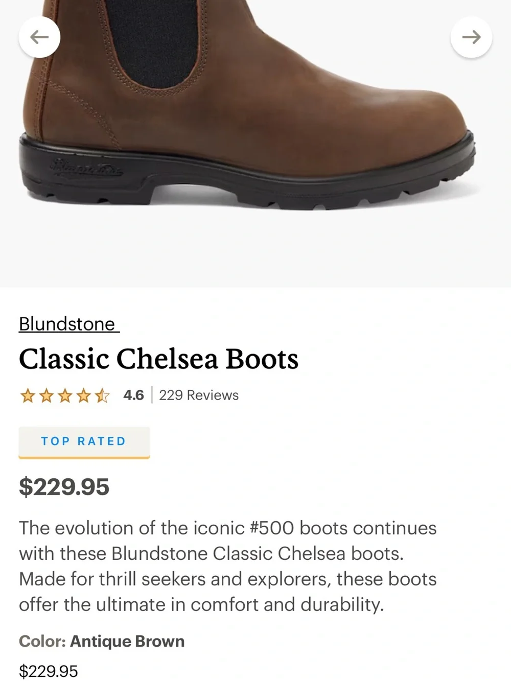 Blundstone Men's Chelsea Boots in Antique Brown with Black Elastic